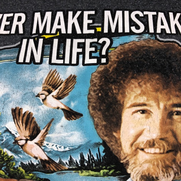 BOB ROSS Funny Graphic Tee Gray Size Large - Picture 3 of 7